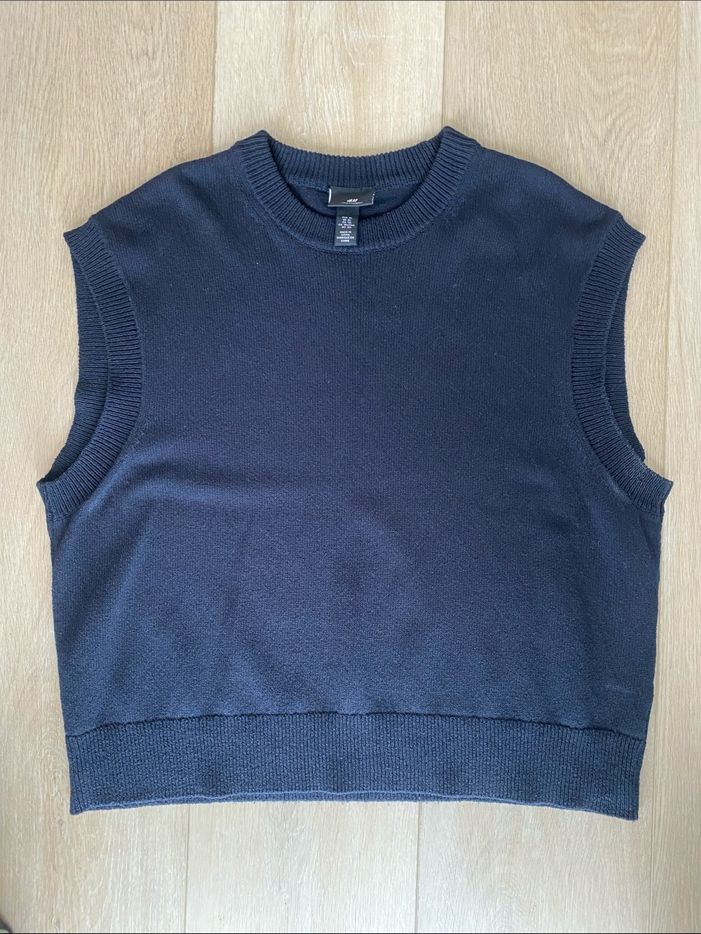 H&M Navy Blue Relaxed Knit Sweater Vest